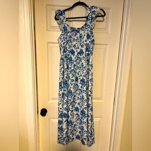 Blue & white flower print dress